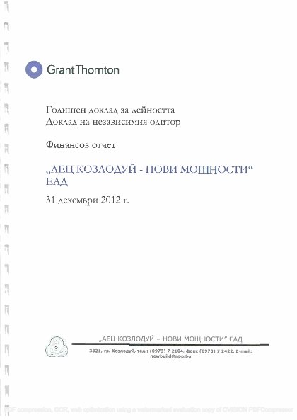 Годишен отчет за 2012 г.